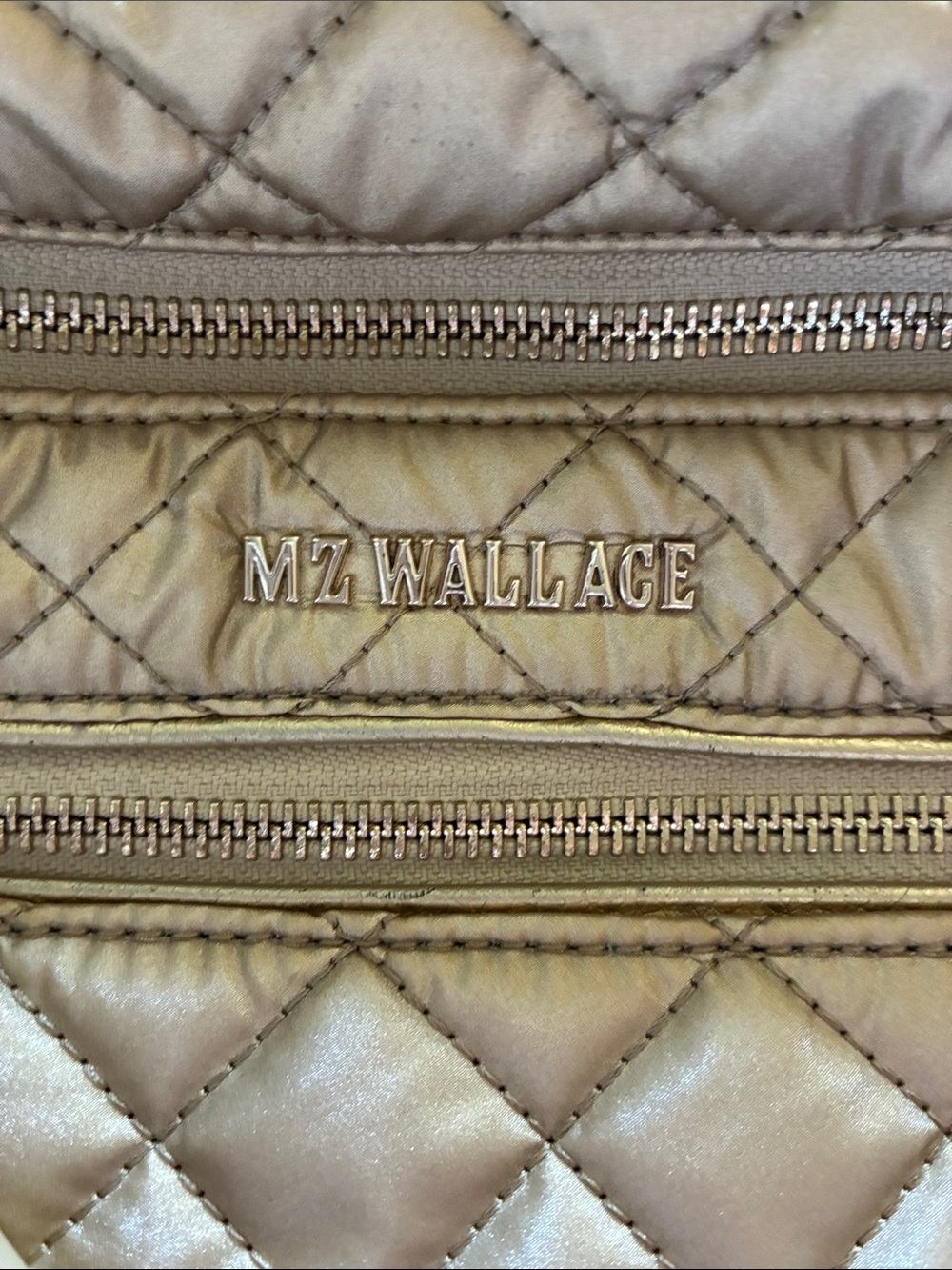 MZ Wallace Metallic Gold Quilted Crossbody Sling Bag - Picture 2 of 12